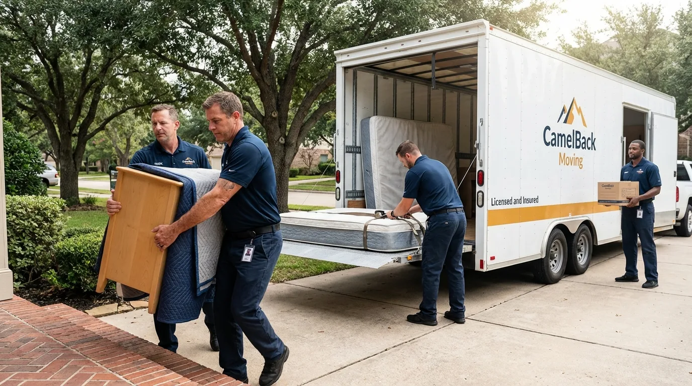 Crew loading residential truck for cross-state move from Philadelphia, PA