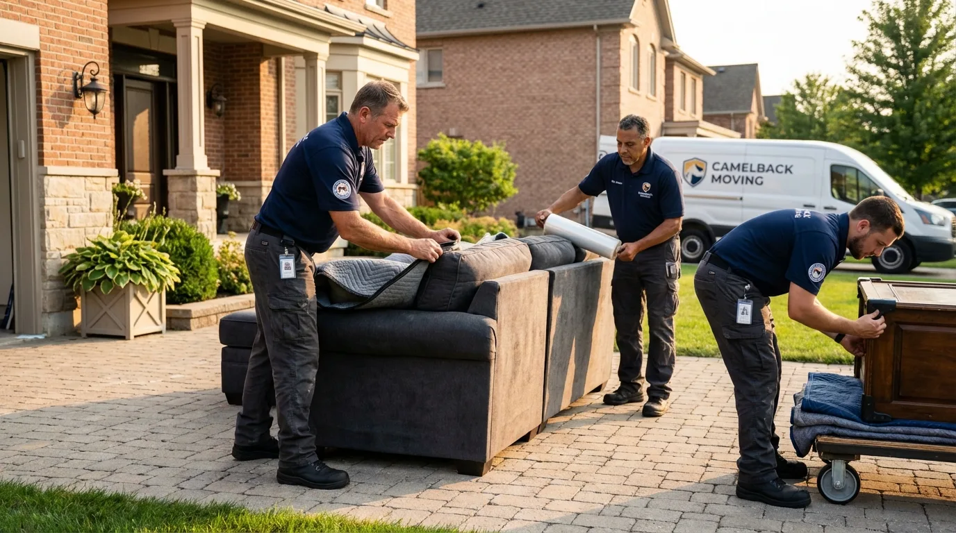 Large estate moving crew wrapping furniture in Philadelphia, PA
